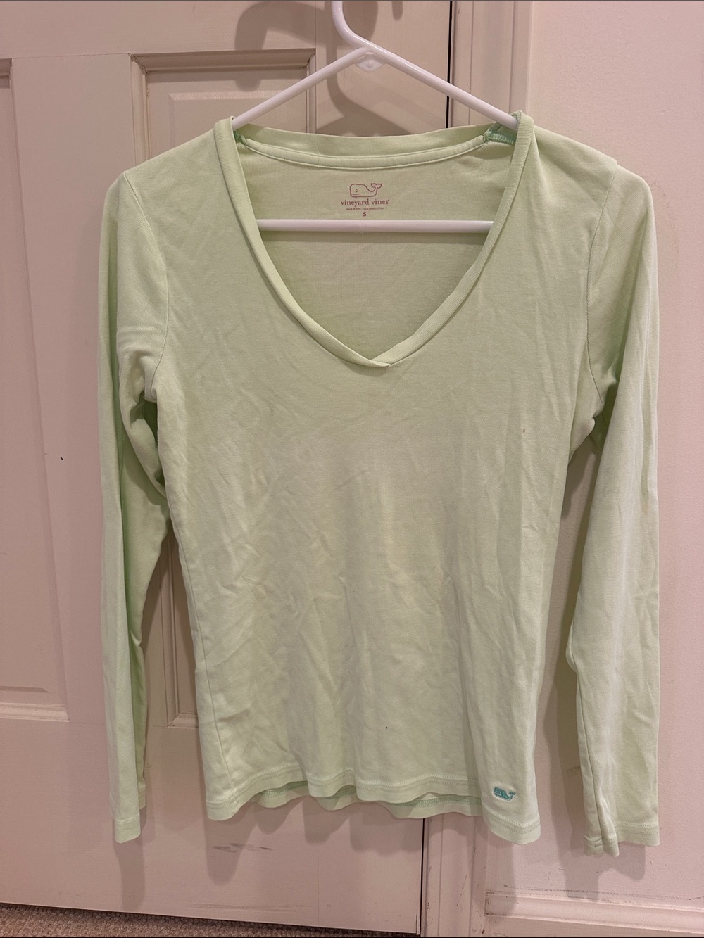 Vineyard Vines Pale Green V-Neck Long Sleeve Tee